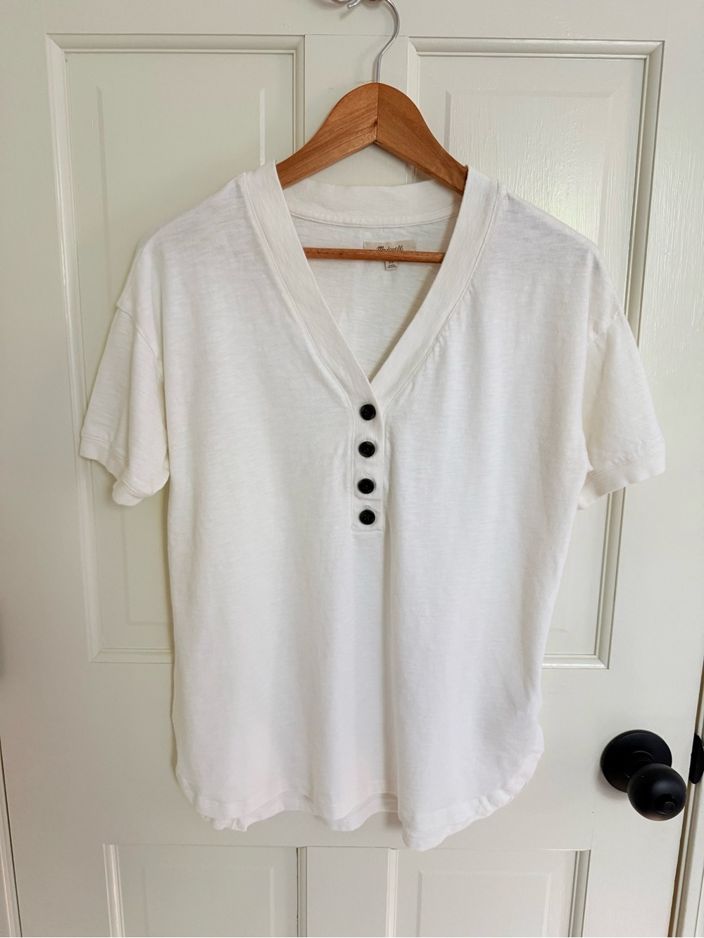 Madewell Short Sleeve V-Neck Button Tee